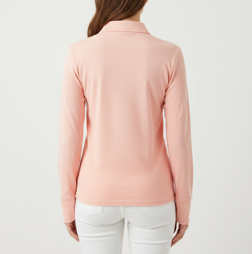 Foray Golf Women's L/S Polo Rib Powder Pink Size L