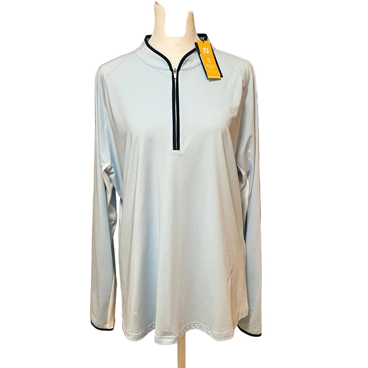 FootJoy Sun Protection 1/4 Zip Long Sleeve (w/logo) - Sky Blue - X-Large - Skorzie