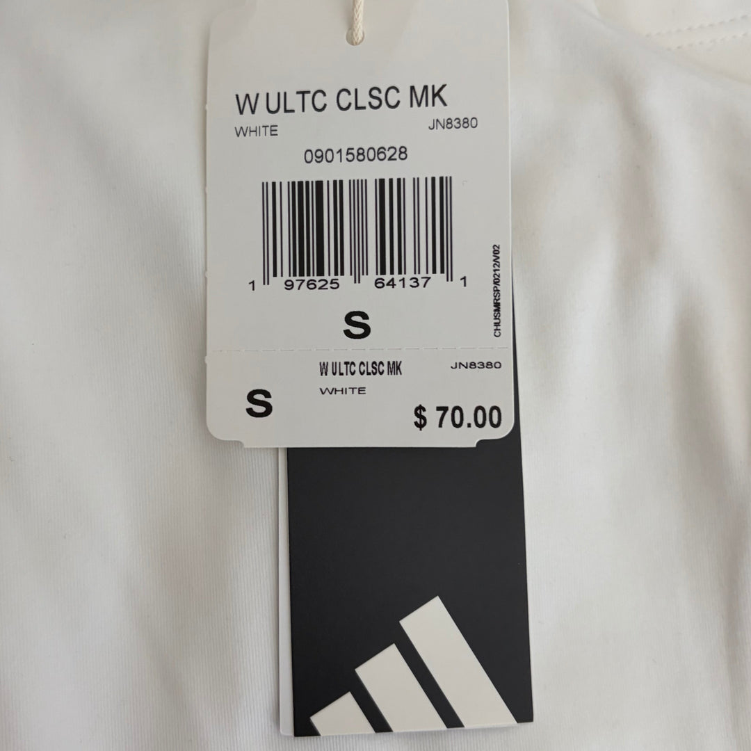 Adidas Women's S/L Golf Polo Ultimate Classic Mock (w/ logo) White Size S - FINAL SALE ITEM