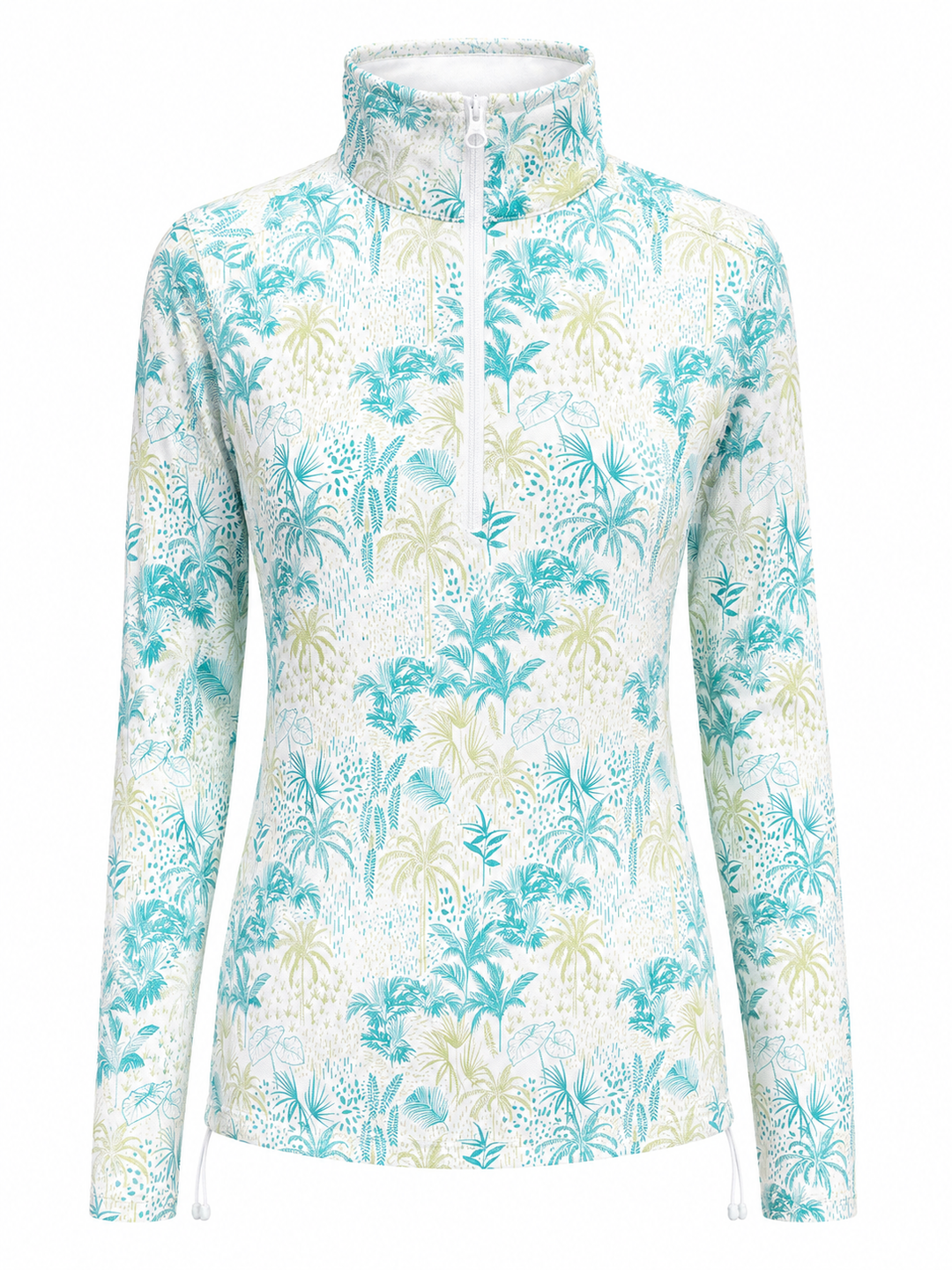 Straight Down Eden Palm Quarter Zip (w/ logo) - White/Green - Small