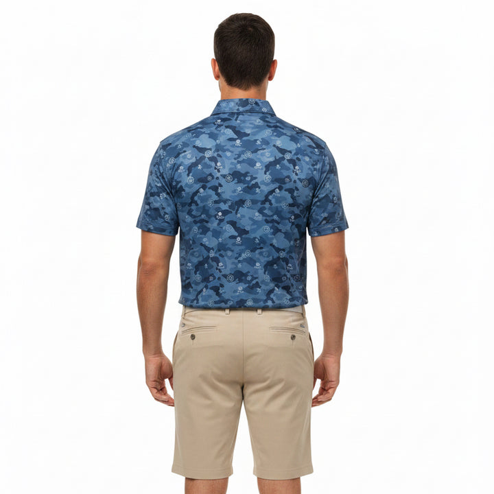 G/FORE Men's Polo Icon Camo Tech Jersey Sea Foam Size M