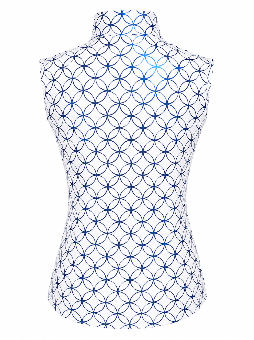 SanSoleil SolShine Sleeveless Print Mock - White and Metallic Blue -XL