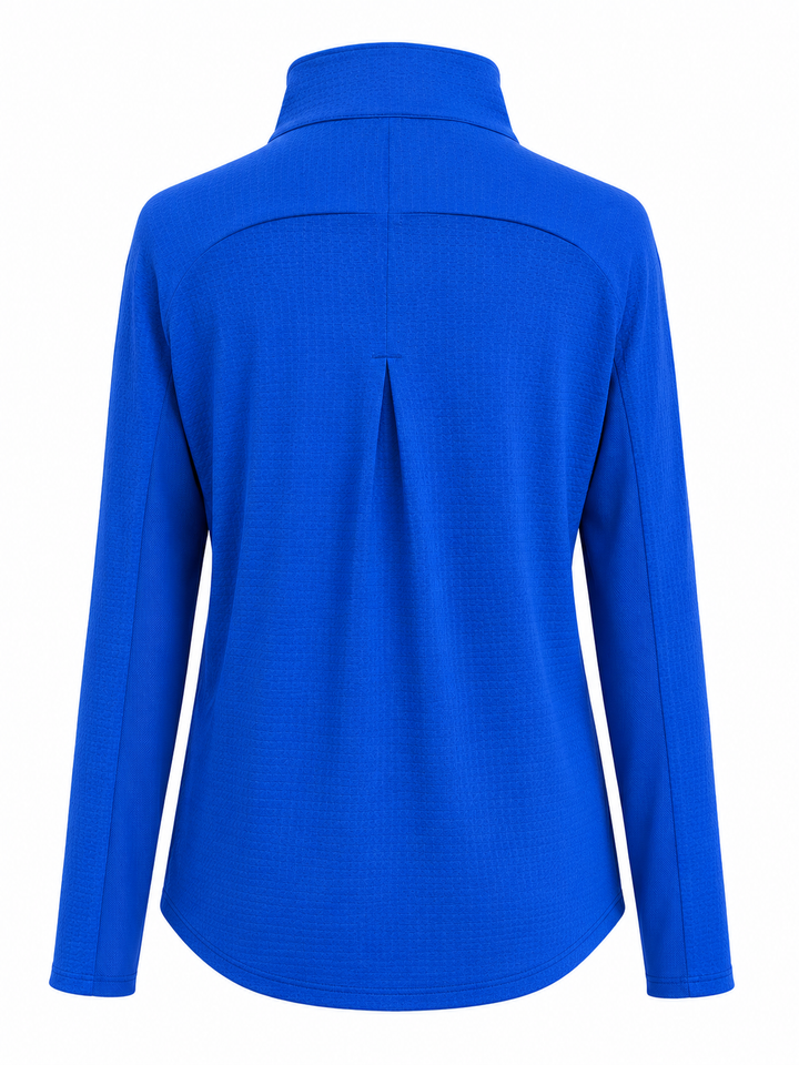 IBKUL Solid Long Sleeve Zip Mock - Blue
