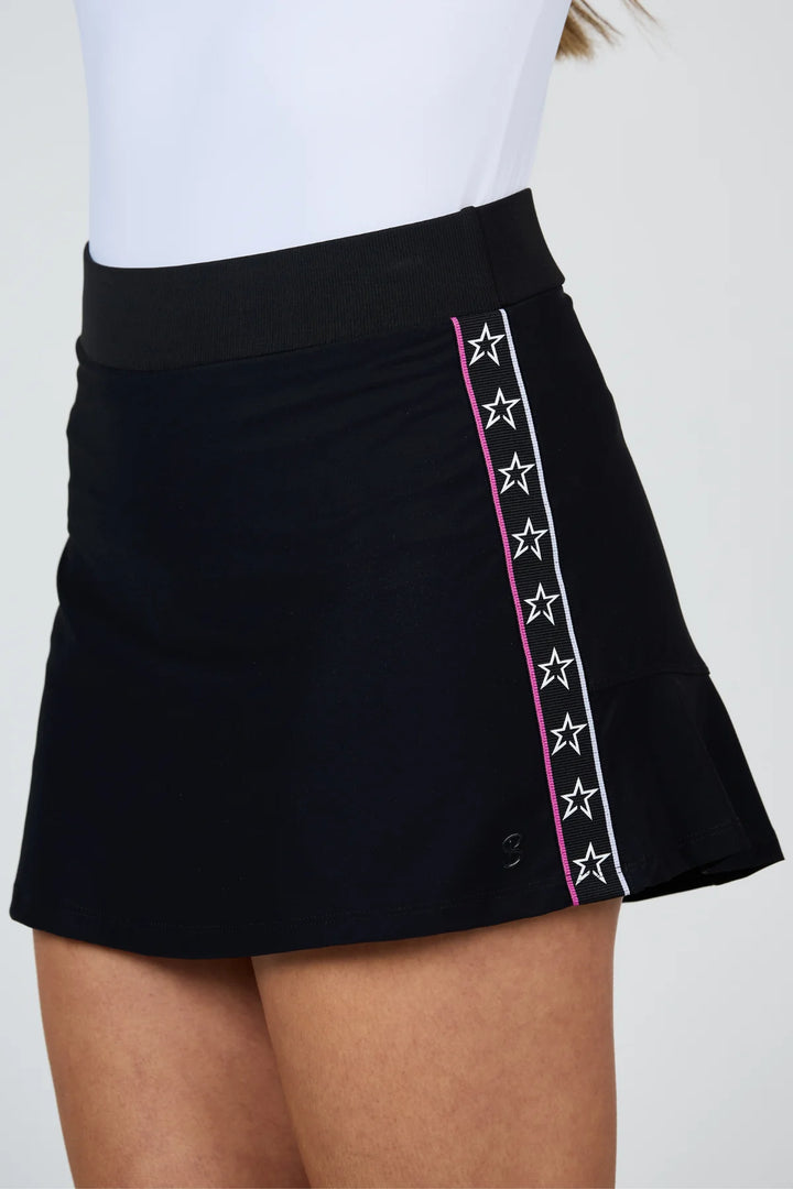 Sofibella 14" Golf Skort with Star Accent Stripe - Black