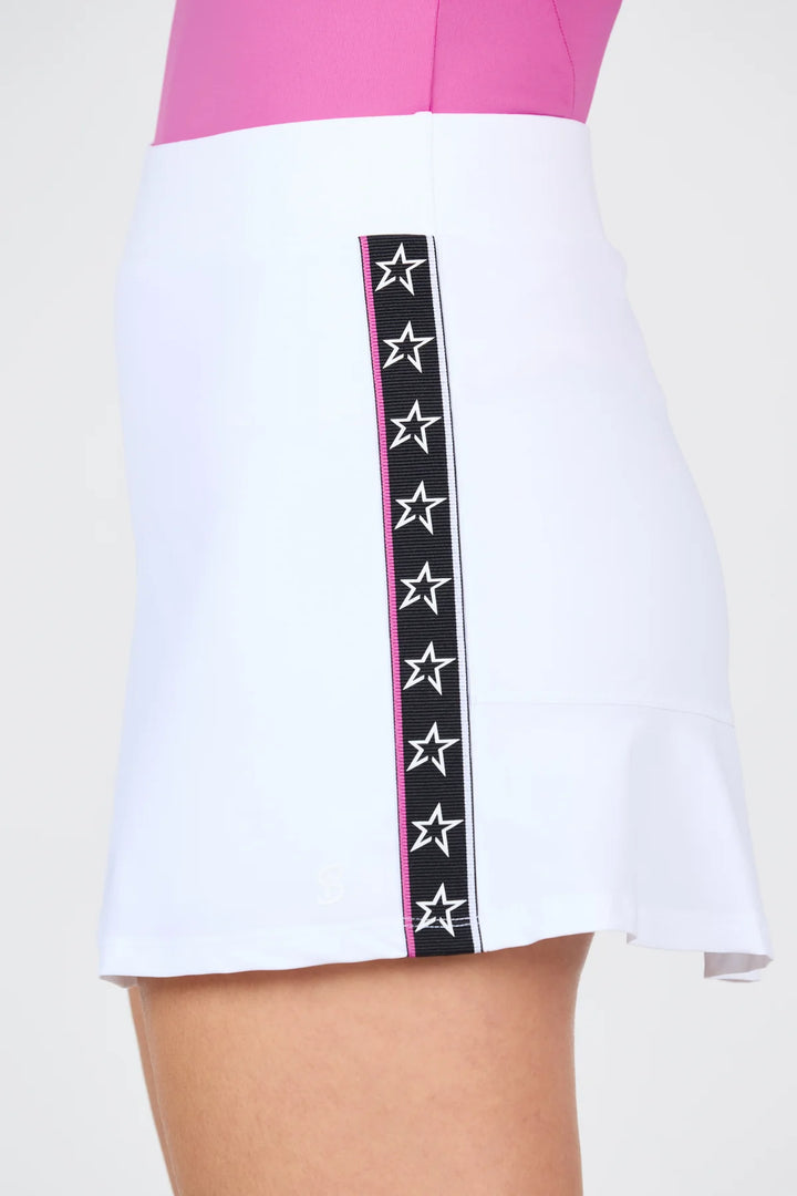 Sofibella 14" Golf Skort with Star Accent Stripe - White