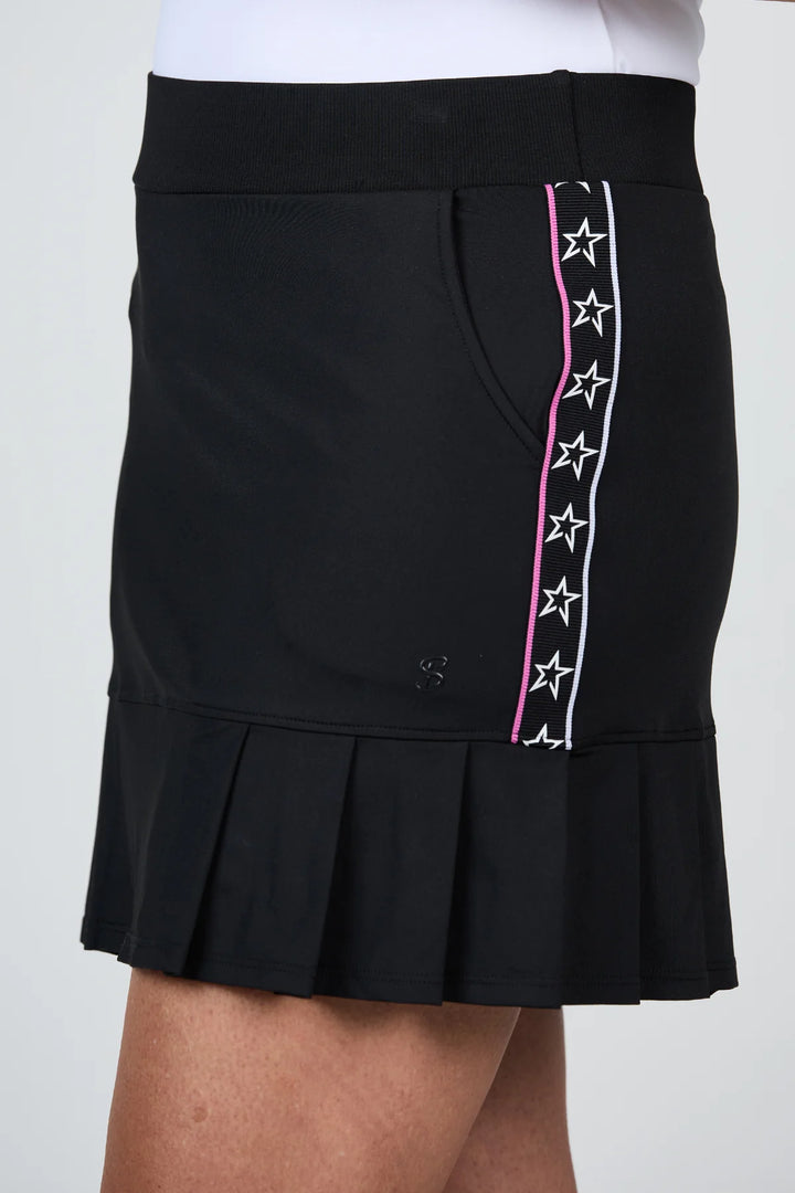 Sofibella 16" Golf Skort with Star Accent Stripe - Black