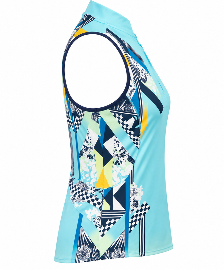 Lucky In Love Cool Urbana Zip Tank - Blue Multi