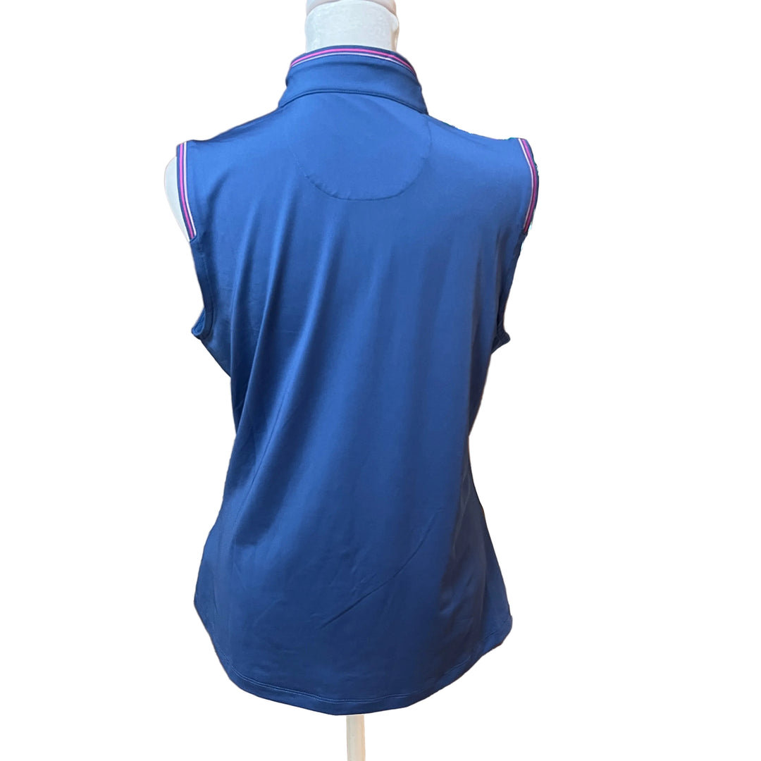 Greg Norman Drive Tipped Sleeveless Polo - Navy Horizon - Medium - Skorzie