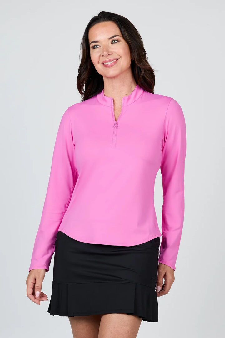 Sofibella Long Sleeve Half Zip Pullover - Super Pink