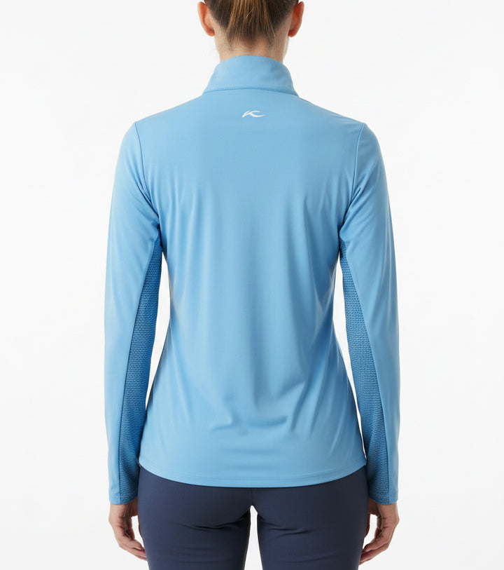 KJUS Women's Golf Top Sunshine Sport Fit Half Zip (w/logo) Calm Blue