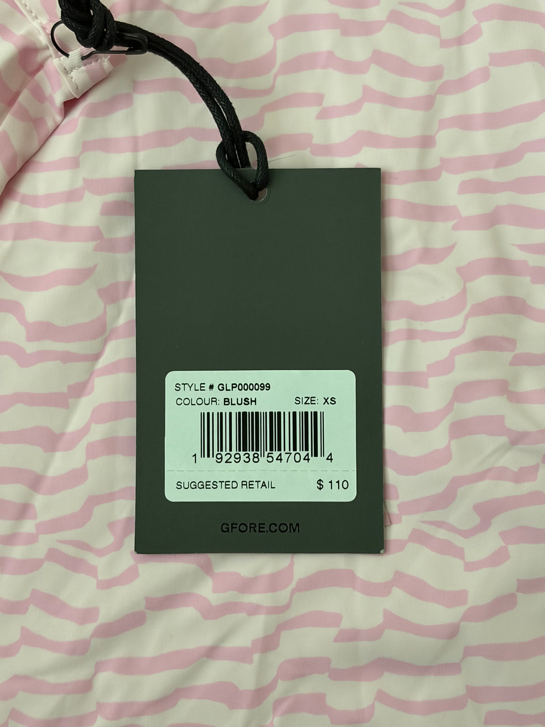 G/FORE Women's Golf S/L Polo Split Stripe Silky Tech Nylon (w/ logo) Blush Size XS
