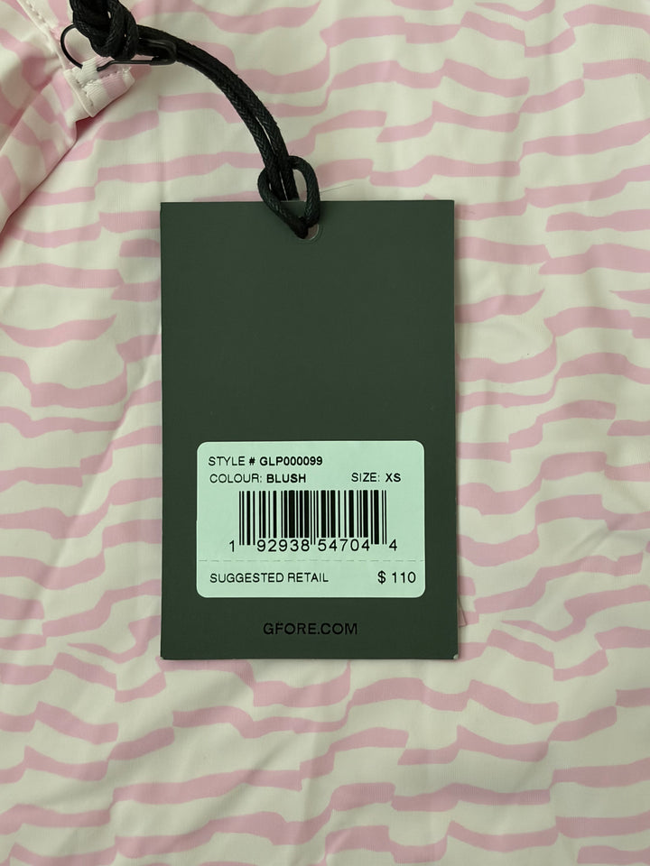 G/FORE Women's Golf S/L Polo Split Stripe Silky Tech Nylon (w/ logo) Blush Size XS