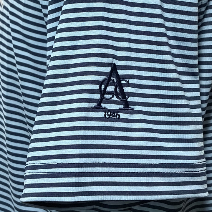 Rhoback Birdie Stripe Performance Polo (w/logo) - Cadet Blue/Fleet Navy - Large - Skorzie