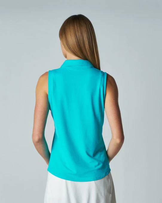 G-Lifestyle Sleeveless Zip Polo -  Caribbean Turquoise - Skorzie