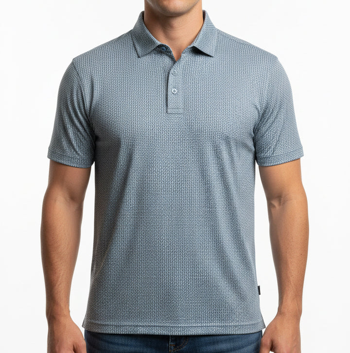 G/FORE Men's Polo Mod Geo Tech Jersey Sea Foam/Twilight Size M