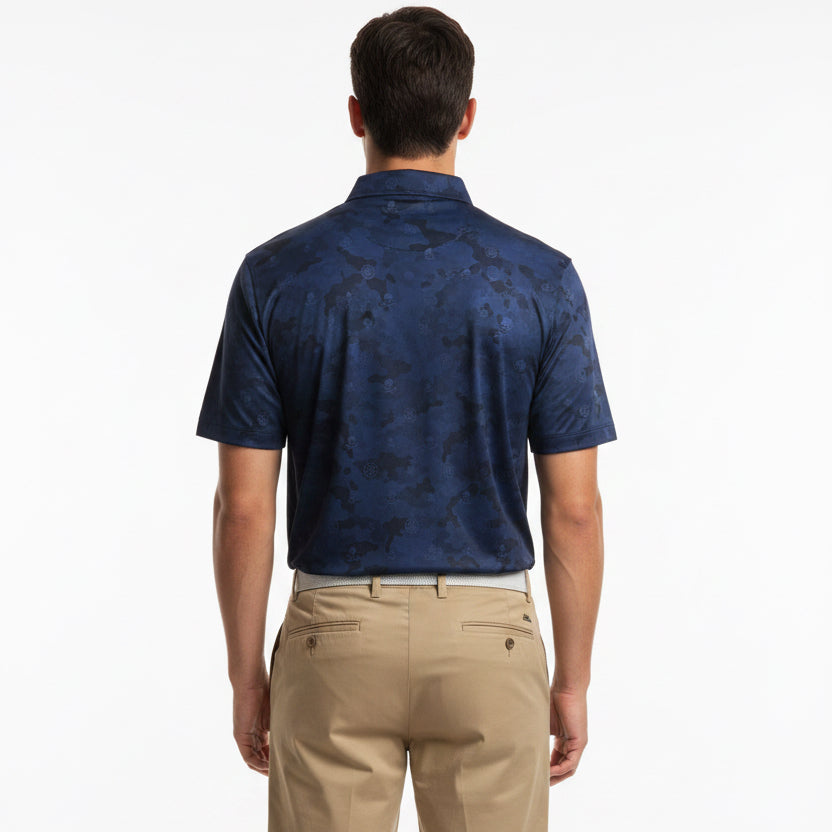 G/FORE Men's Polo Icon Camo Tech Jersey Twilight Size M