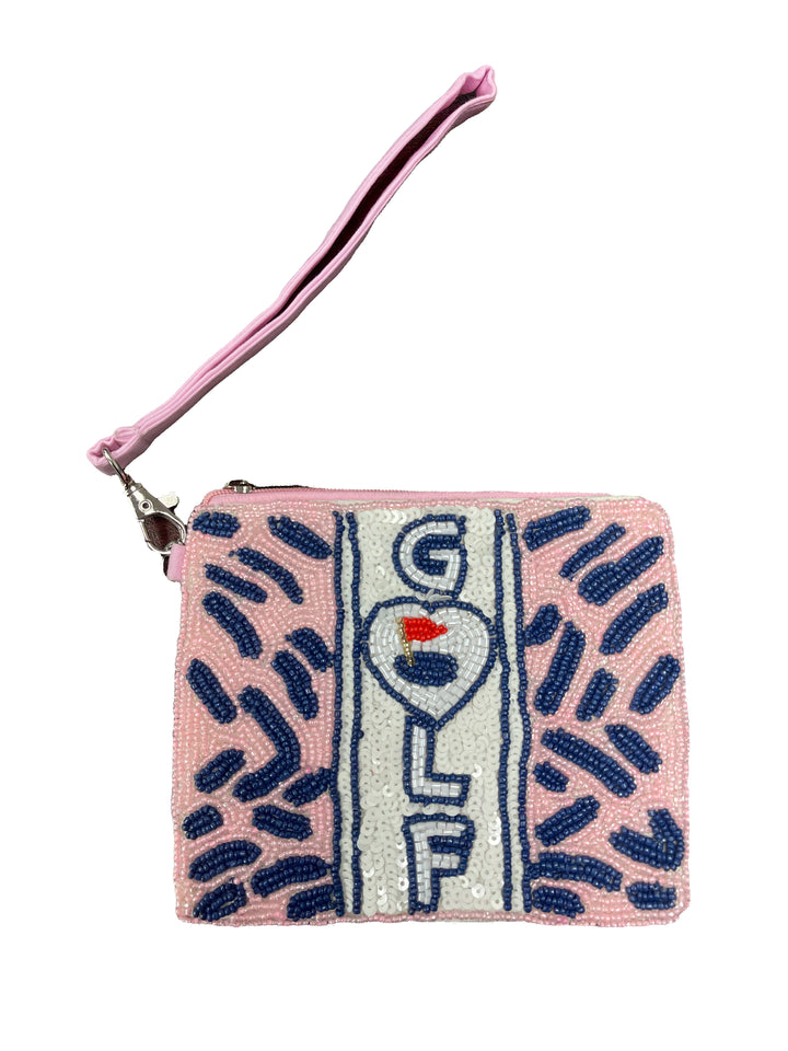 Best Of Golf America Beadie Wristlet- Cheetah Golf Navy Pink