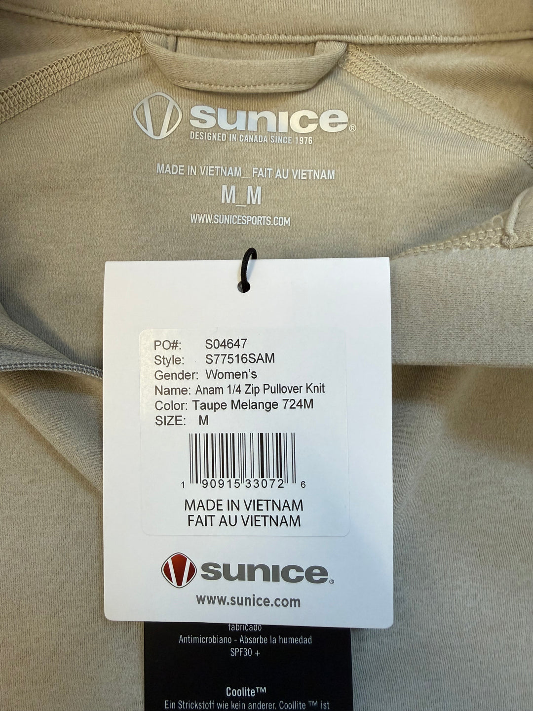 Sunice Anam Aerosoft Performance Quarter-Zip Pullover - Taupe Melange - Medium
