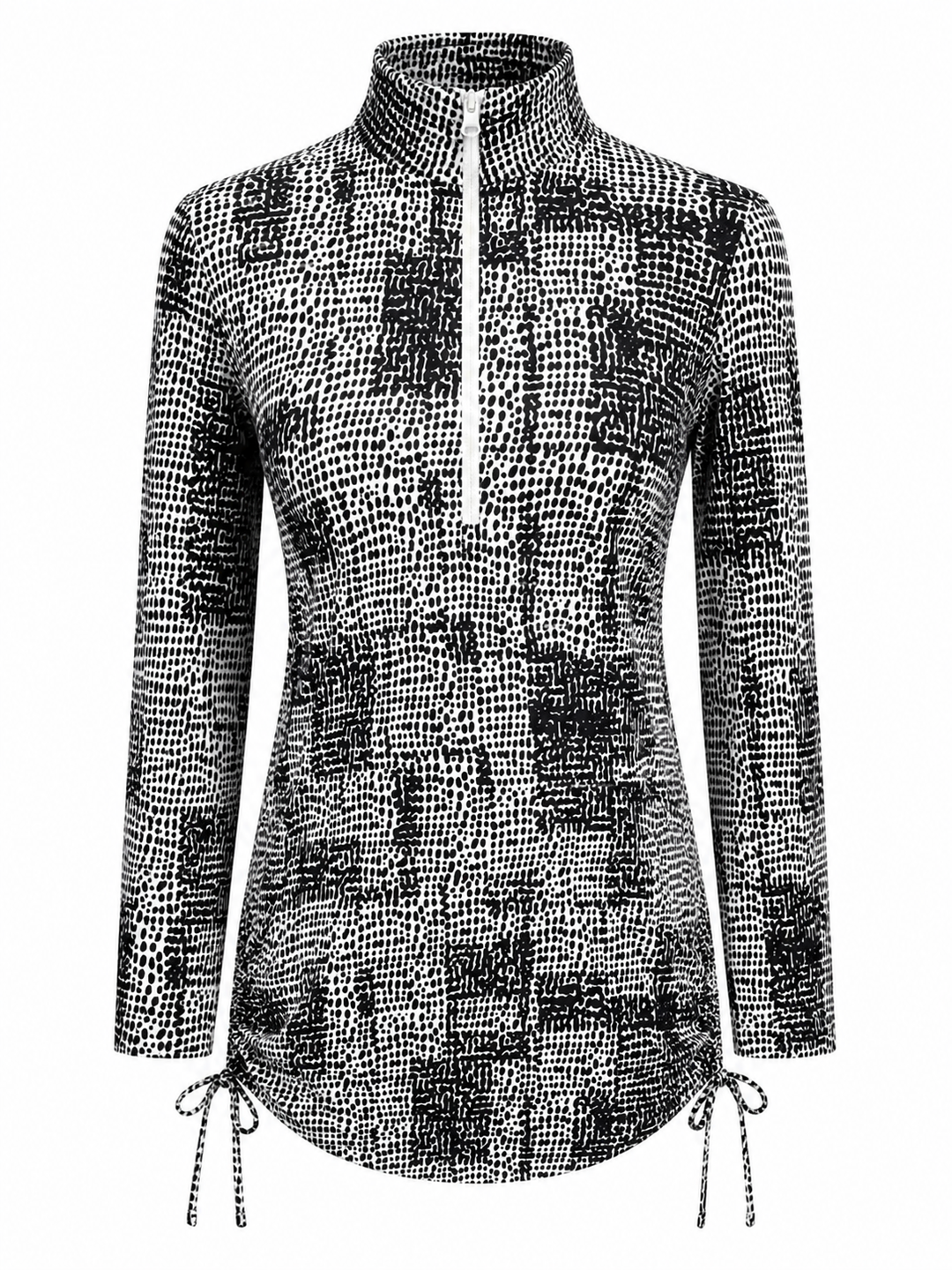 IBKUL Long Sleeve Drawstring Dress - Black/White - Small - Skorzie