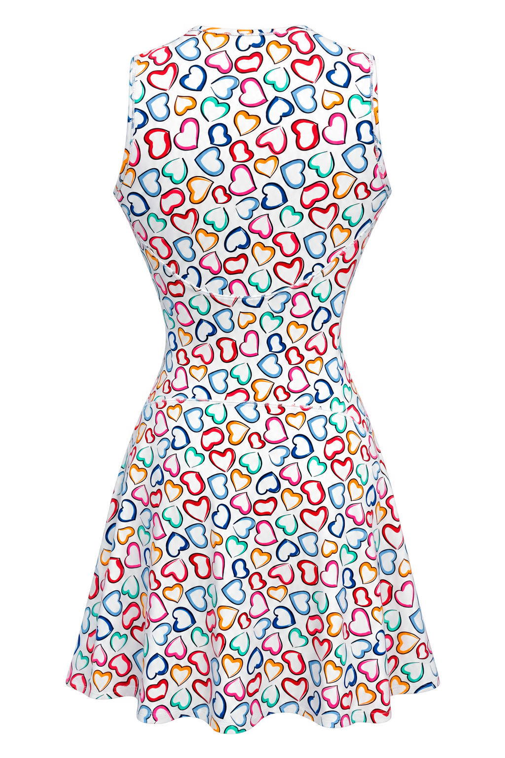 IBKUL Amara Sleeveless Tennis Dress - White Multi Hearts