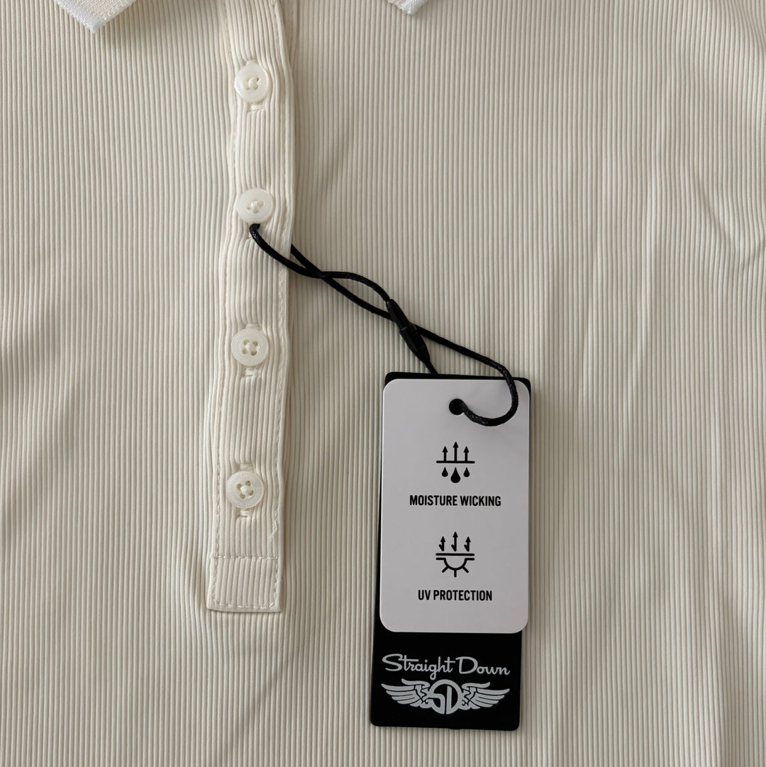Straight Down Women's Golf Polo Sindy Rib Knit Coconut Size M
