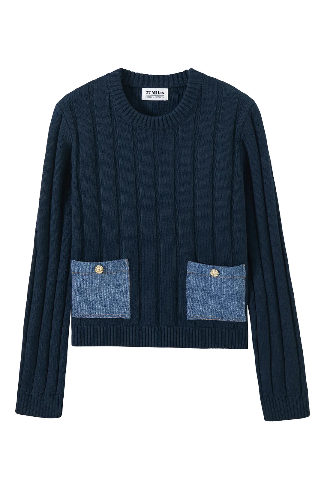 27 Miles Womens Toni Long Sleeve Sweater - Navy - Medium