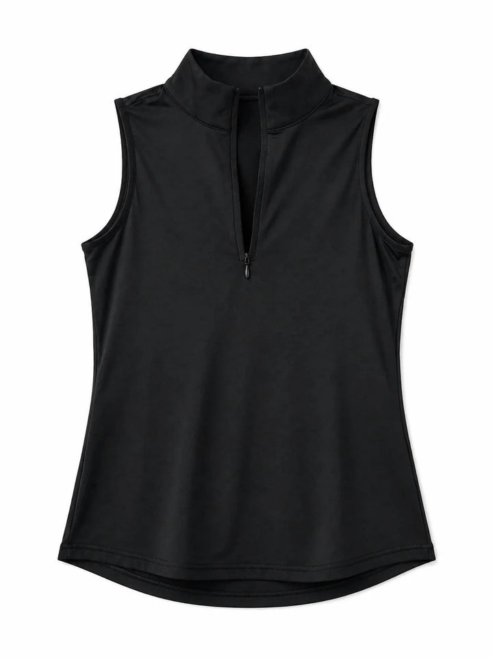 Lulu B Womens Sleeveless Zip Mock - Black
