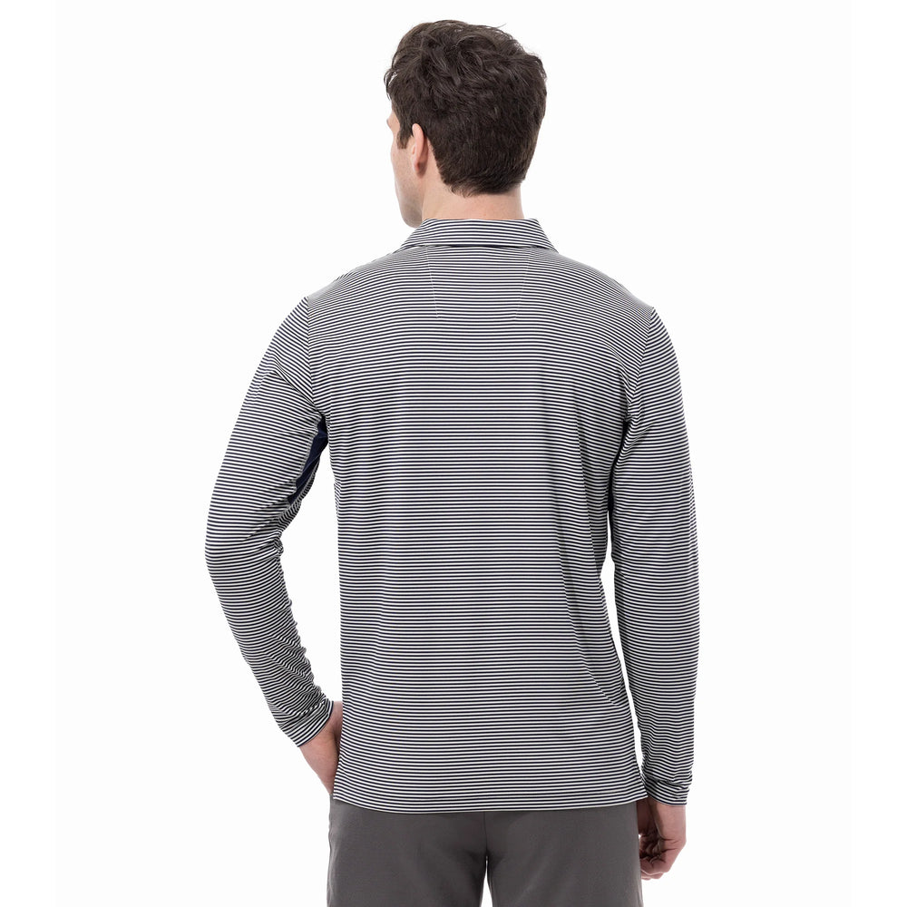 SanSoleil TEK-ICE L/S FEEDER STRIPE POLO - FOSSIL/INK - Skorzie