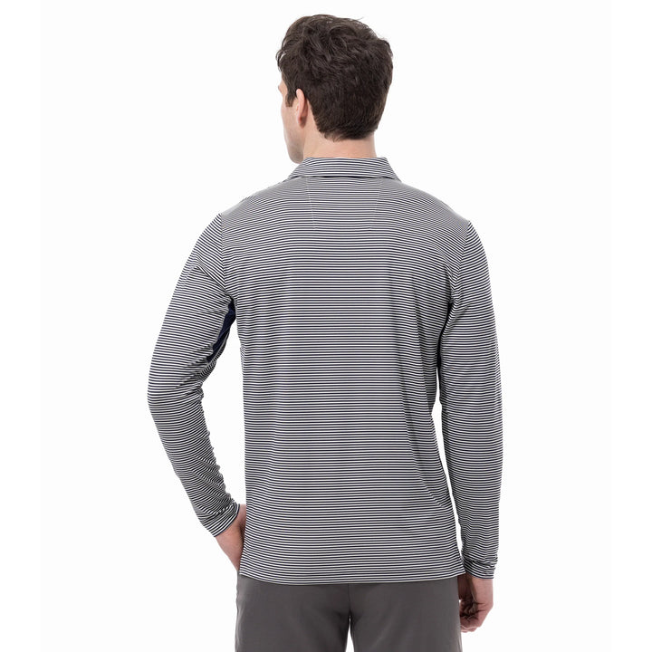 SanSoleil TEK-ICE L/S FEEDER STRIPE POLO - FOSSIL/INK - Skorzie