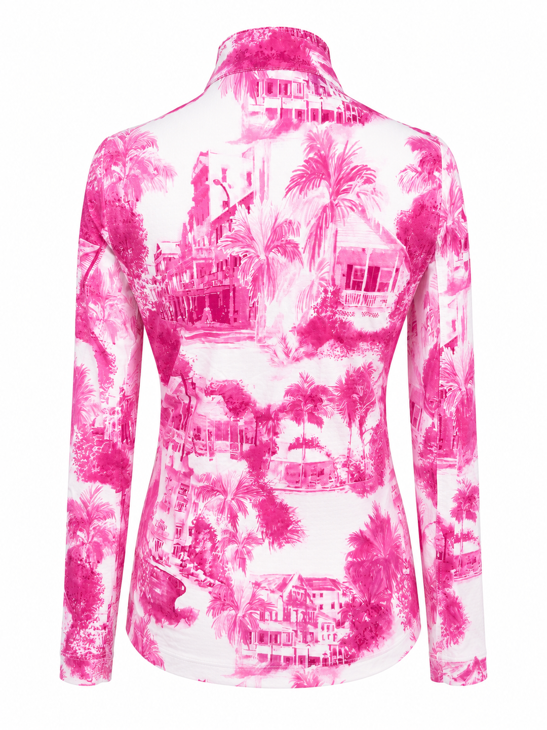 G-Lifestyle Long Sleeve Quarter Zip Top - Pink Village - Small