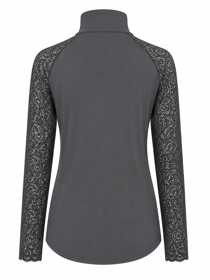 Kastel Denmark Long Sleeve Raglan 1/4 Zip Sun Shirt - Slate Floral Lace - Skorzie