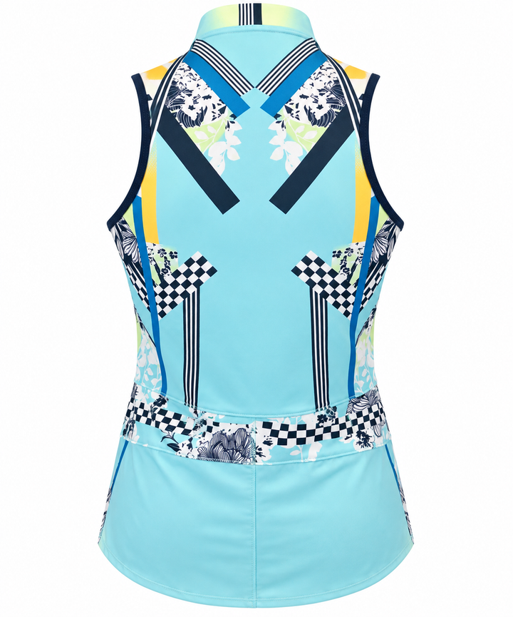 Lucky In Love Cool Urbana Zip Tank - Blue Multi