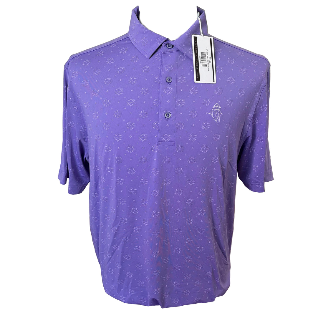 Bobby Jones Performance Jersey Floral Print Polo (w/ logo) - Dahlia Purple - Medium - Skorzie