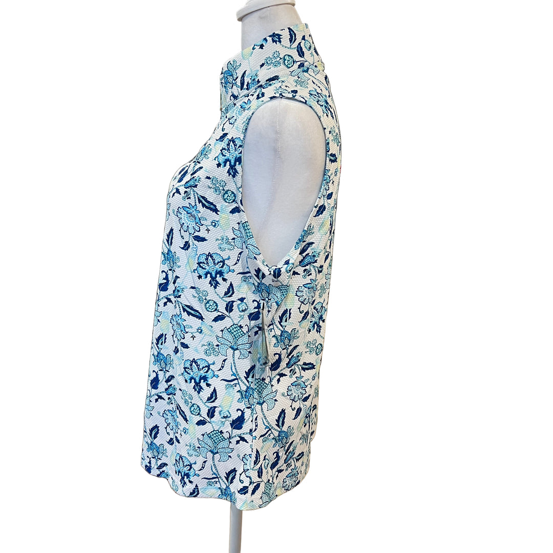 Cabana Life Pique 1/4 Zip Sleeveless Top - Bubbly