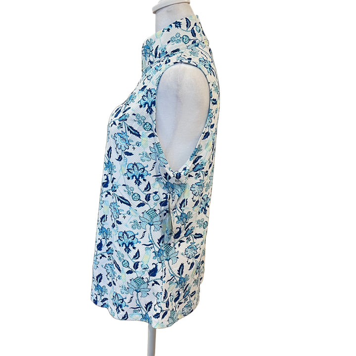 Cabana Life Pique 1/4 Zip Sleeveless Top - Bubbly