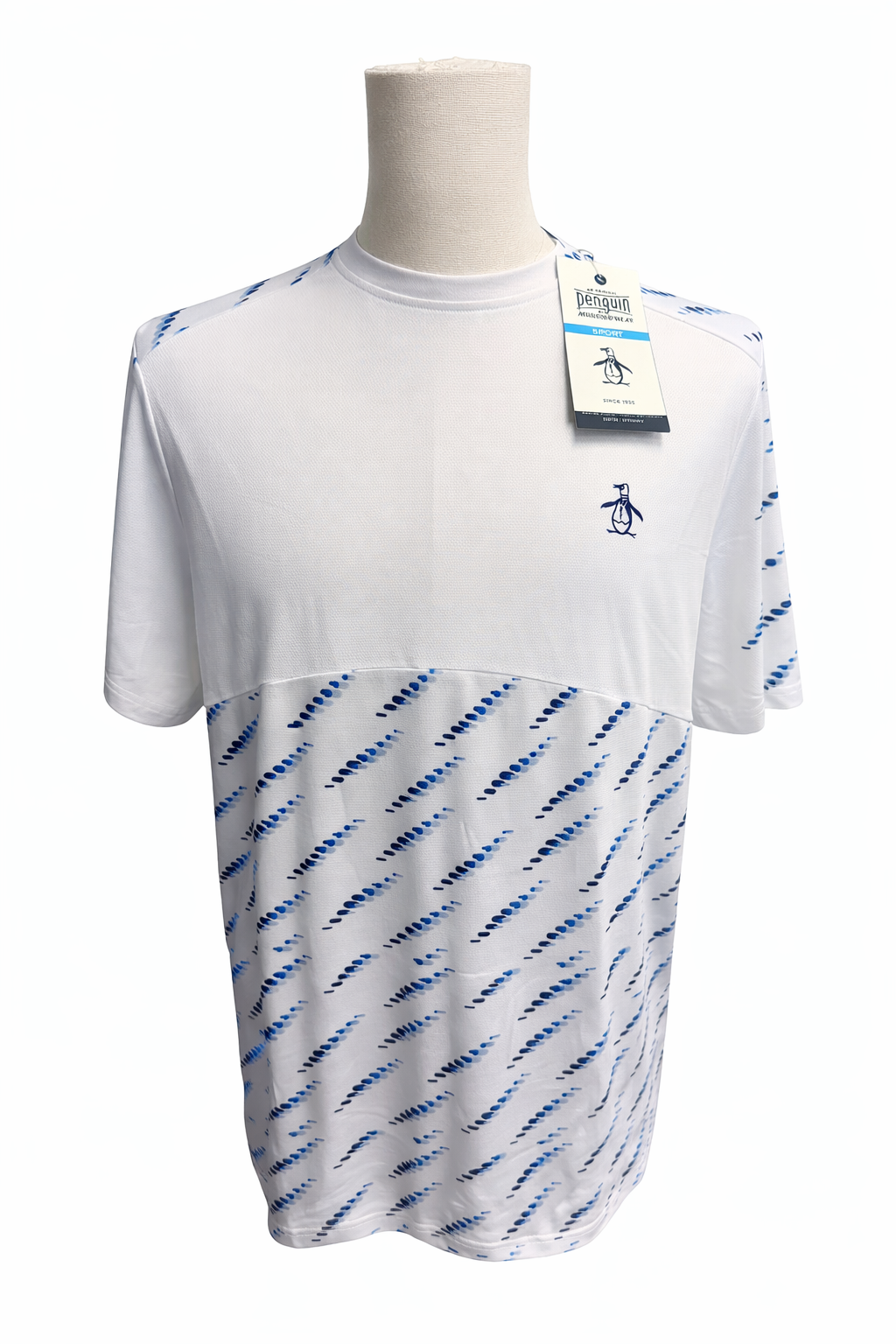Penguin Blocked Pattern Tennis Tee - White - Medium - Skorzie