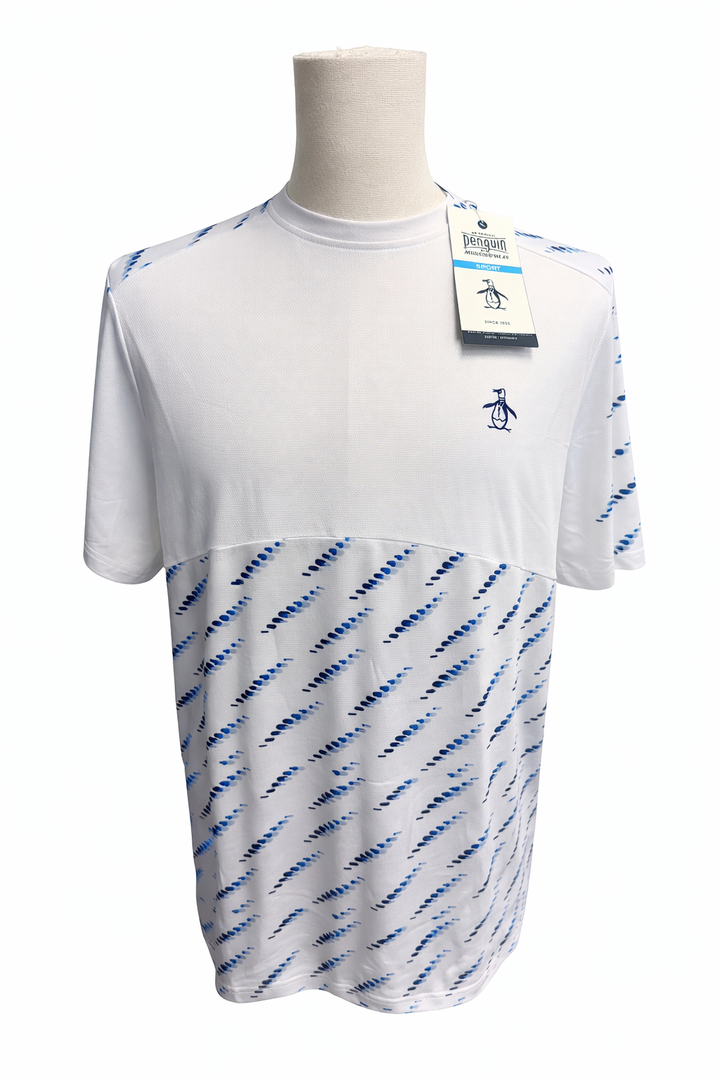 Penguin Blocked Pattern Tennis Tee - White - Medium - Skorzie
