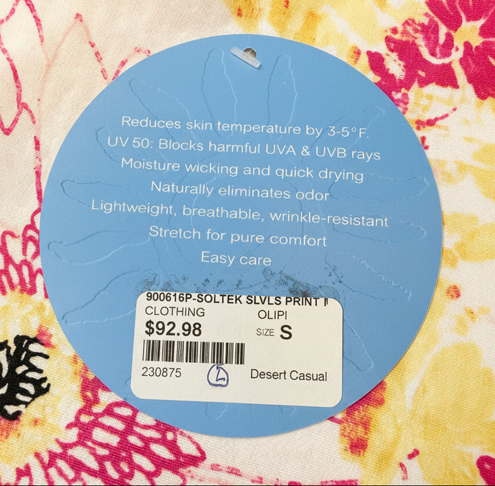 SanSoleil Womens Sleeveless Zip Top - Pink Flowers