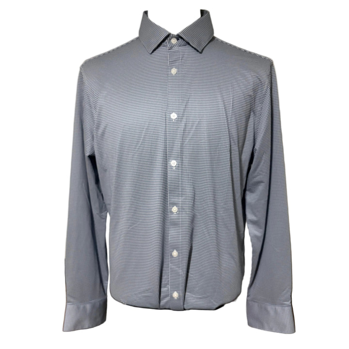 Mizzen + Main Trim Fit Halyard L/S Dress Shirt - Navy Gingham - Large
