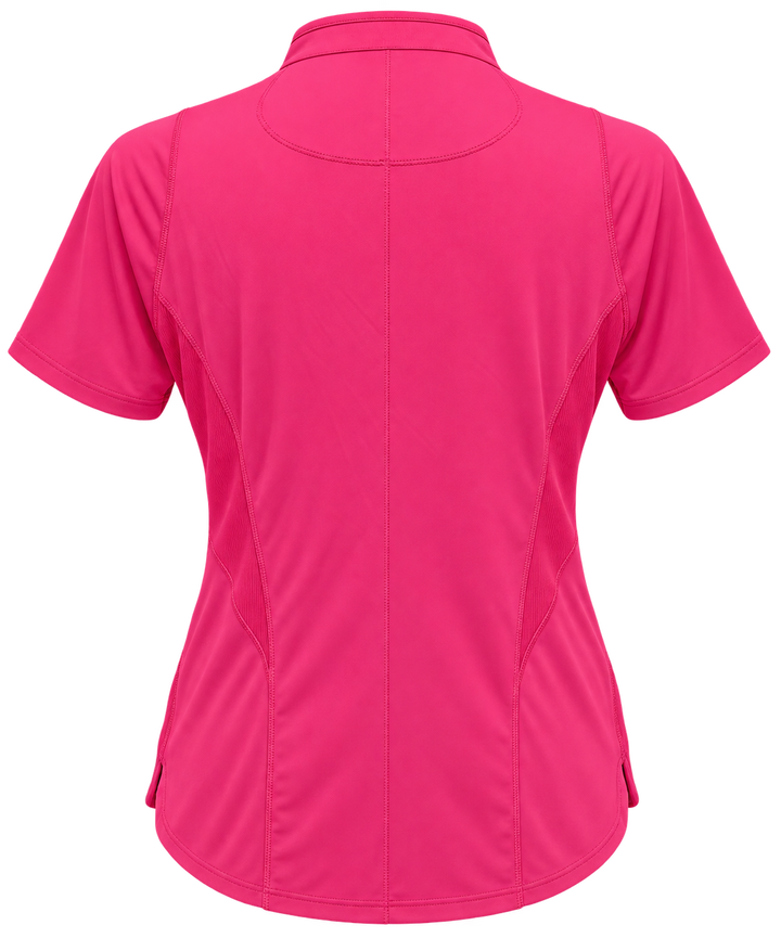Lucky In Love Win the Day Short Sleeve Zip Top - Shocking Pink