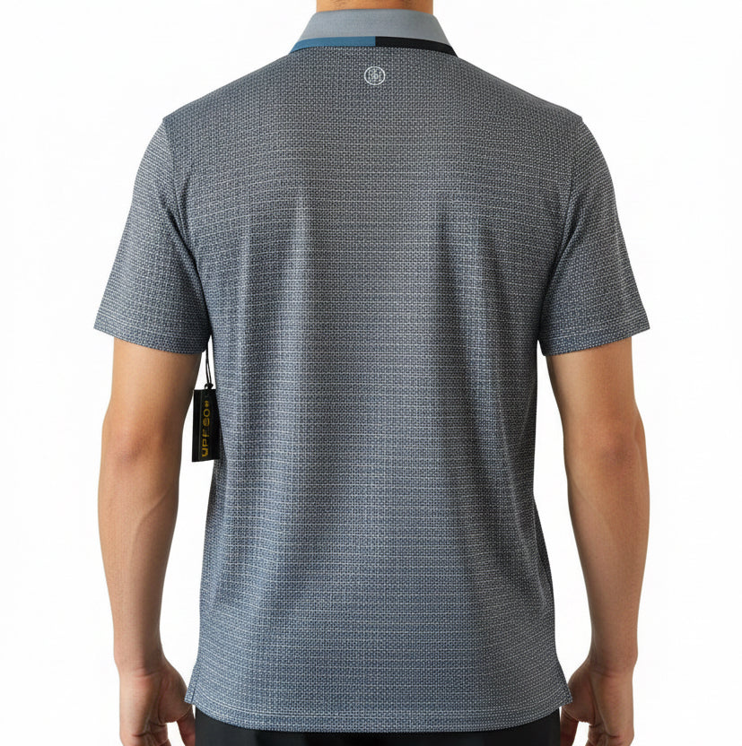 G/FORE Men's Polo Mosaic Tech Jersey Willow/Snow Size M