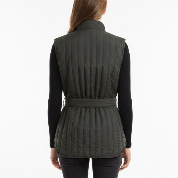 Peter Millar Women's Golf Vest Scout Quilted Travel (with tie) Peppercorn Size L