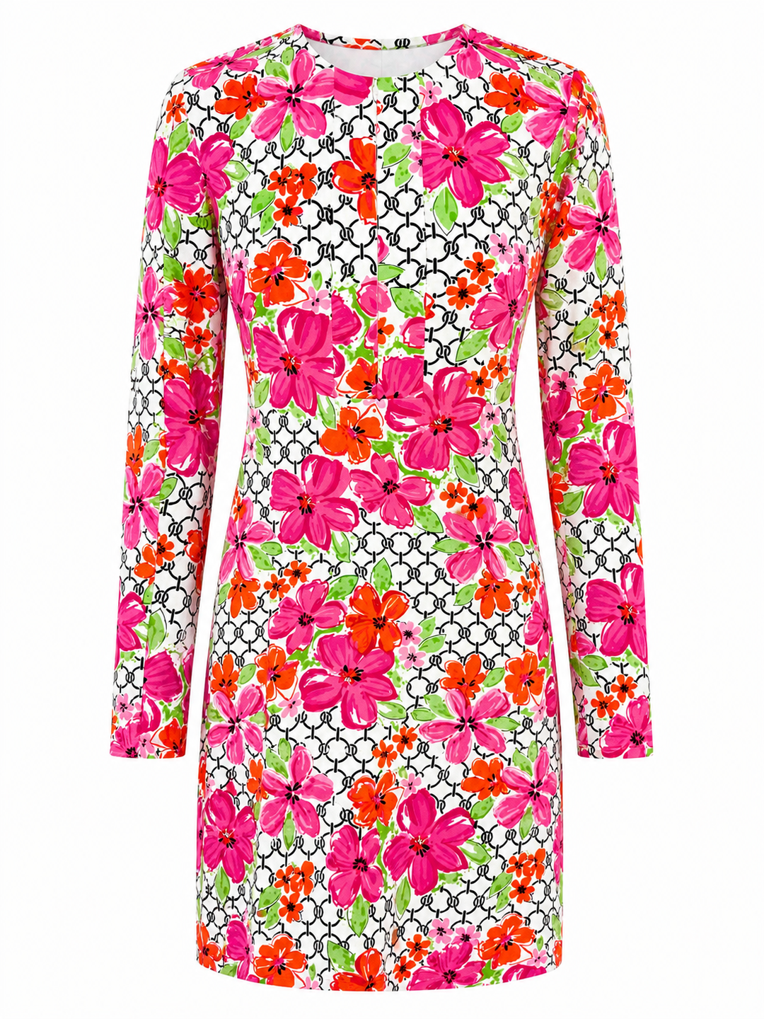 IBKUL Long Sleeve Floral Pattern Zip Dress - Small - Skorzie