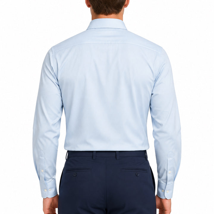 Collars & Co. Men's L/S Polo Performance Fabric Semi-Spread Blue Size L