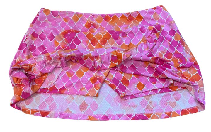 IBKUL Mermaid Ruffle Wrap Skort (17") - Pink/Orange - XXL - Skorzie