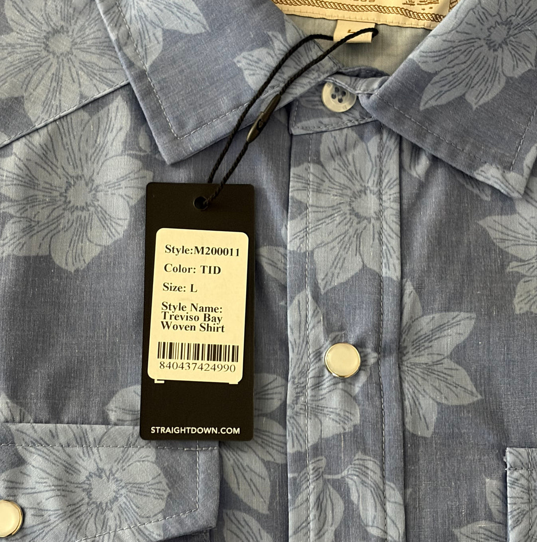 Straight Down Men's Shirt Treviso Bay Woven Tidal Size L