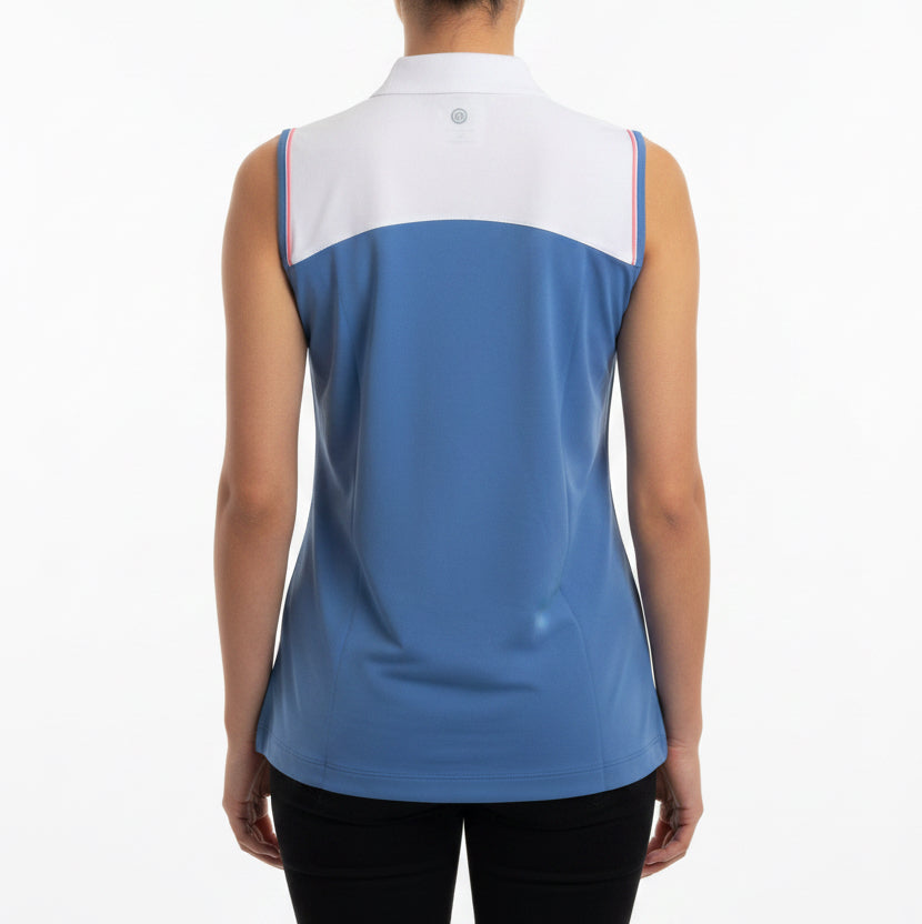 EPNY Women's Golf Polo Sleeveless Dusty Blue/White Size M