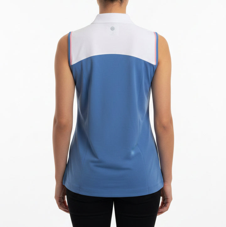 EPNY Women's Golf Polo Sleeveless Dusty Blue/White Size M