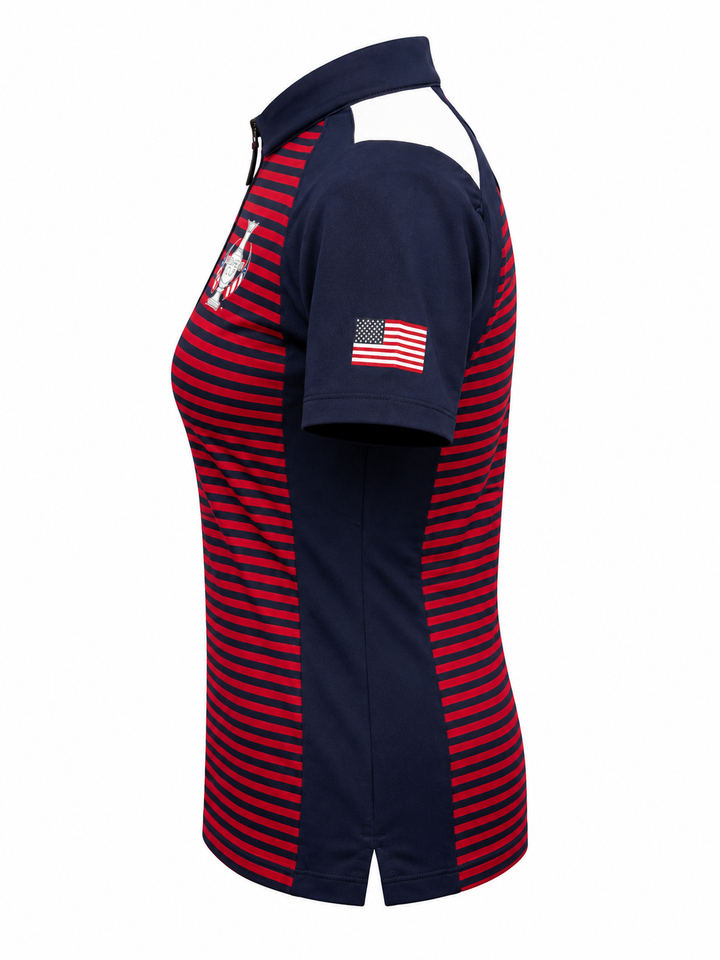 Dunning Solheim Cup Bar Striped Zip Polo - Glory/Night Sky
