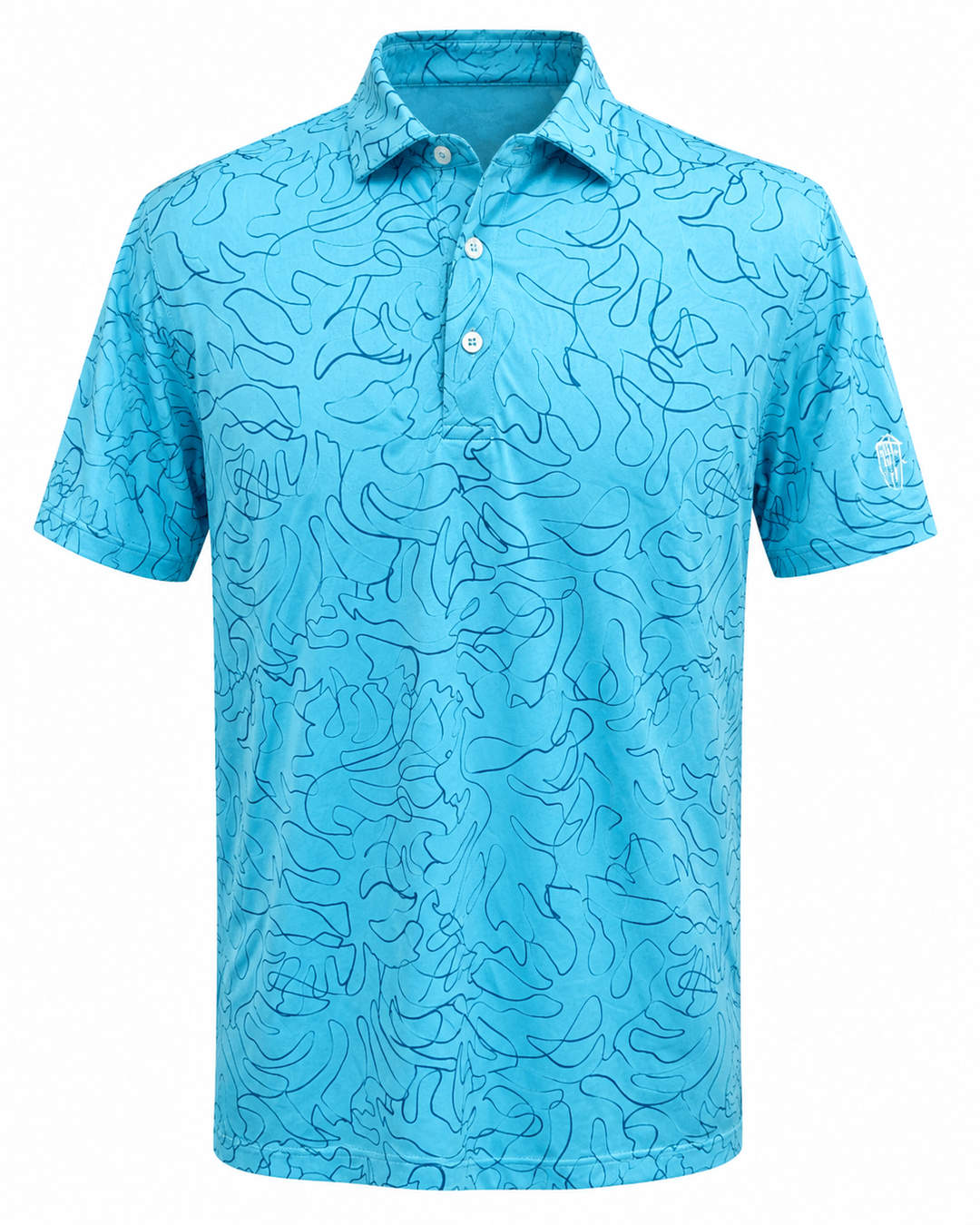 Dunning Golf Doodle Performance Polo (w/ logo) - Ocean/Laguna